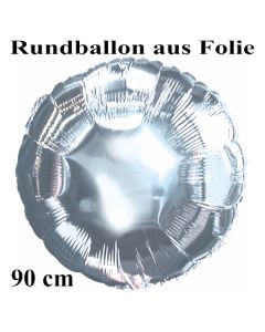 Luftballon aus Folie, Rundballon, Silber, 90 cm