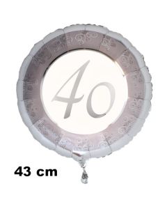 Luftballon aus Folie zum 40. Jahrestag und Jubiläum, 43 cm, silber,  inklusive Helium