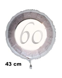 Luftballon aus Folie zum 60 Jahrestag und Jubiläum, 43 cm, silber,  inklusive Helium