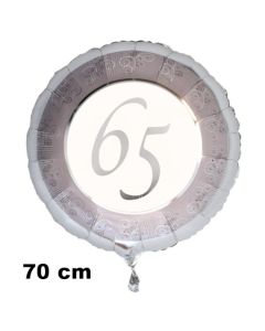Luftballon aus Folie zum 65. Jahrestag und Jubiläum, 70 cm, silber,  inklusive Helium