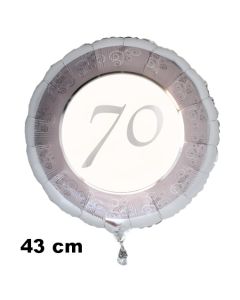 Luftballon aus Folie zum 70 Jahrestag und Jubiläum, 43 cm, silber,  inklusive Helium