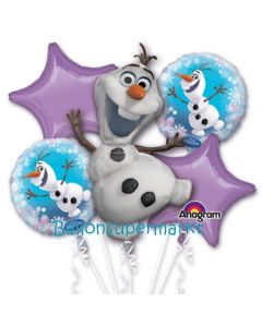 Luftballon-Bouquet Olaf, die Eiskönigin, 5 Folienballons zum Kindergeburtstag mit Helium