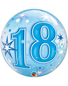 Bubble Luftballon Blau zum 18. Geburtstag, mit Helium