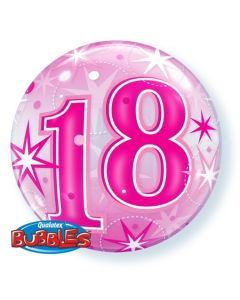 Luftballon Bubble zum 18. Geburtstag, Pink ohne Helium/Ballongas