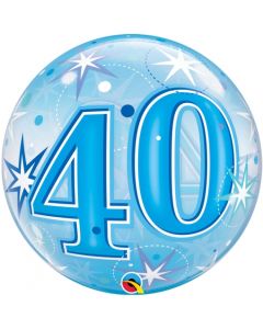 Luftballon Bubble zum 40. Geburtstag, Blau ohne Helium/Ballongas