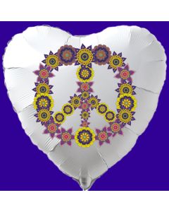 Herzluftballon Flowers Peace, Hippie Party, inklusive Helium