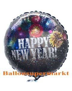 Silvester Luftballon, Silvester-Partydekoration, Folienballon ohne Ballongas, Happy New Year Feuerwerk