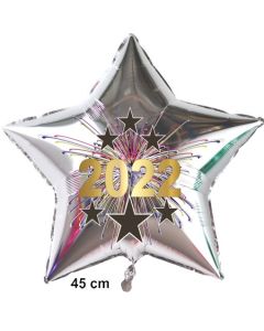 Sternluftballon in Silber aus Folie zu Silvester und Neujahr, Silvesterdeko 2022