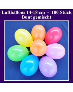 Luftballons 14-18 cm, kleine Rundballons aus Latex, bunt gemischt, 100 Stück