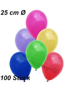 Luftballons 25 cm, Bunt gemischt, 100 Stück 