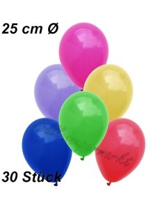 Luftballons 25 cm, Bunt gemischt, 30 Stück 