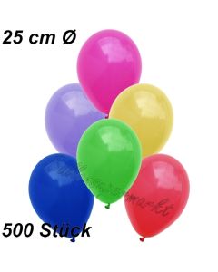 Luftballons 25 cm, Bunt gemischt, 500 Stück 