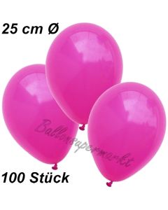 Luftballons 25 cm, Fuchsia, 100 Stück 