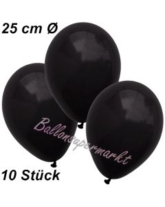 Luftballons 25 cm, Schwarz, 10 Stück 