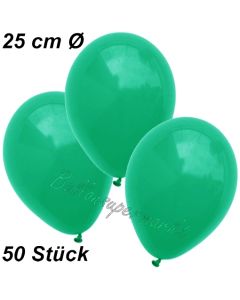 Luftballons 25 cm, Smaragdgrün, 50 Stück 