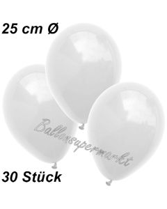 Luftballons 25 cm, Weiß, 30 Stück 