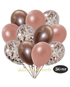 luftballons-30er-pack-10-rosegold-konfetti-und-10-metallic-rosegold-10-chrome-rosegold