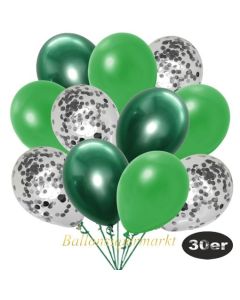 luftballons-30er-pack-10-silber-konfetti-und-10-metallic-gruen-10-chrome-gruen