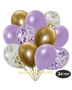 luftballons-30er-pack-5-flieder-5-gold-konfetti-und-10-metallic-lila-10-chrome-gold
