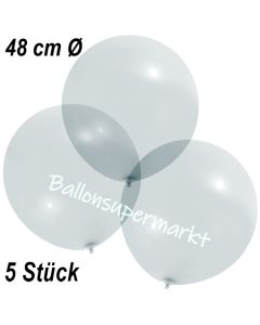 Große Luftballons, 48-51 cm, Transparent, 5 Stück