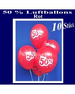 Luftballons 50 prozent, Rot, 10 Stück