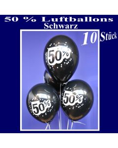 Luftballons 50 prozent, Schwarz, 10 Stück