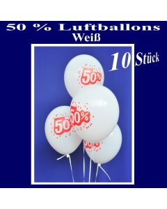 Luftballons 50 prozent, Weiß, 10 Stück