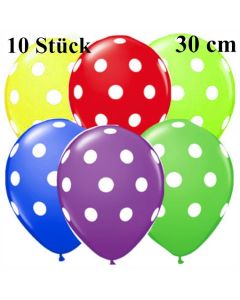 Luftballons Big Dots, bunt sortiert, 30 cm, 10 Stück