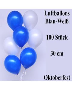 Luftballons Blau-Weiß, 30 cm, Oktoberfest Dekoration