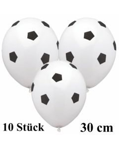 Motiv Luftballons Fußball, weiß, 30 cm, 10 Stück