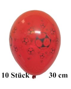 Luftballons Fußball, schwarz-rot, 30 cm, 10 Stück