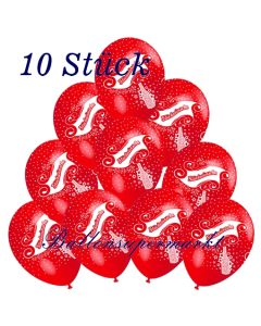 Motiv-Luftballons Glueckwuensche, rot, 10 Stueck