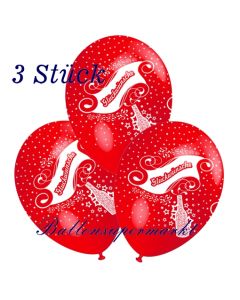 Motiv-Luftballons Glueckwuensche, rot, 3 Stueck