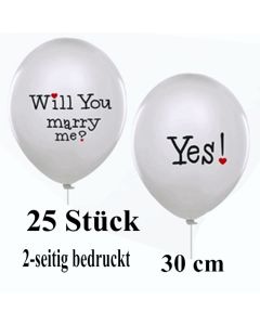 25 Luftballons zum  Heiratsantrag: Will you marry me? Yes!