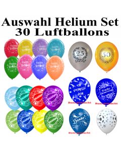 Ballons Helium Einweg-Set, 30 Luftballons zur Auswahl
