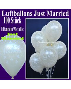 Luftballons Hochzeit, Just Married, Elfenbein-Metallic, 100 Stück
