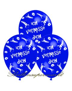 Motiv-Luftballons Ich vermisse Dich, blau, 3 Stueck