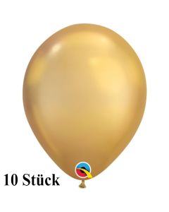 Qualatex Luftballons in Chrome Gold, 27,5 cm, 10 Stück