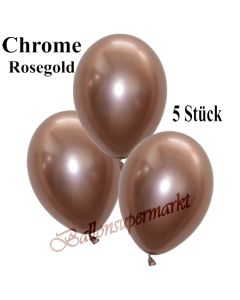 Luftballons in Chrome Rose Gold, 28-30 cm, 5 Stück