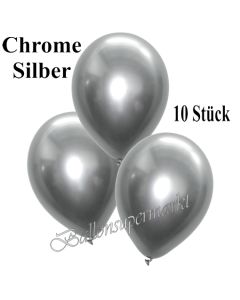Luftballons in Chrome Silber, 28-30 cm, 10 Stück