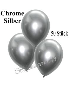 Luftballons in Chrome Silber, 28-30 cm, 50 Stück