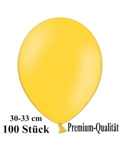 Premium Luftballons aus Latex, 30 cm - 33 cm, gelb, 100 Stück