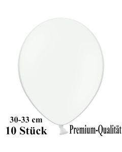 Premium Luftballons aus Latex, 30 cm - 33 cm, weiß, 10 Stück