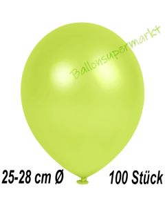Metallic Luftballons in Apfelgrün, 25-28 cm, 100 Stück