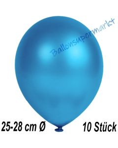Metallic Luftballons in Blau, 25-28 cm, 10 Stück