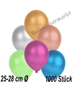 Metallic Luftballons in Bunt gemischten Farben, 25-28 cm, 1000 Stück