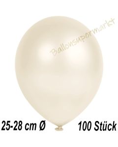 Metallic Luftballons in Elfenbein, 25-28 cm, 100 Stück