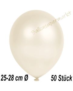 Metallic Luftballons in Elfenbein, 25-28 cm, 50 Stück
