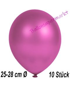 Metallic Luftballons in Fuchsia, 25-28 cm, 10 Stück