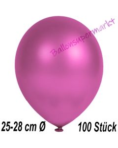 Metallic Luftballons in Fuchsia, 25-28 cm, 100 Stück